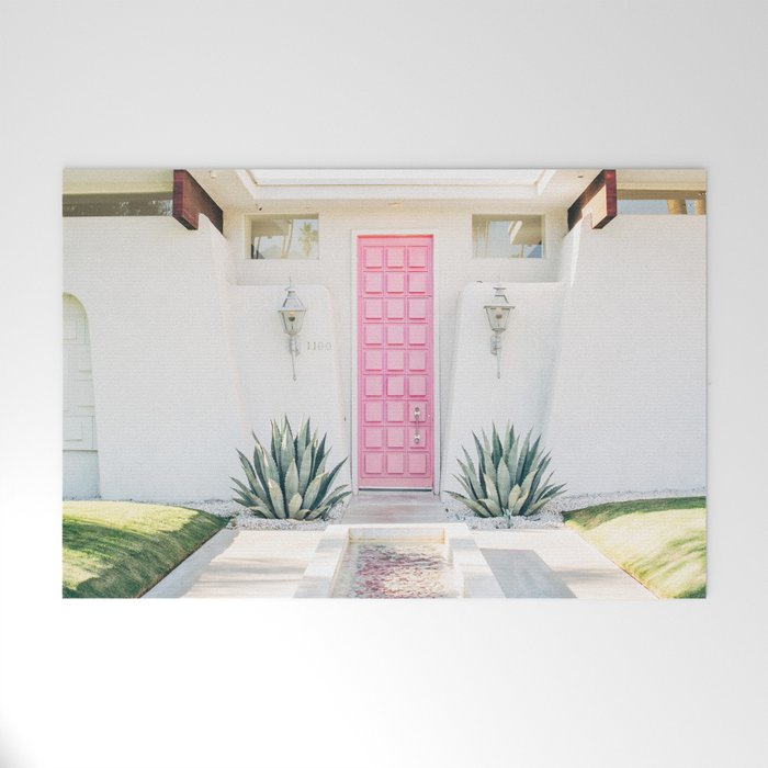 Pink Door in Palm Springs California Photo - Mid Century Modern Architecture Welcome Mat Gallery Image 1