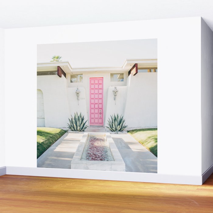 Pink Door in Palm Springs California Photo - Mid Century Modern Architecture Wall Mural Gallery Image 2