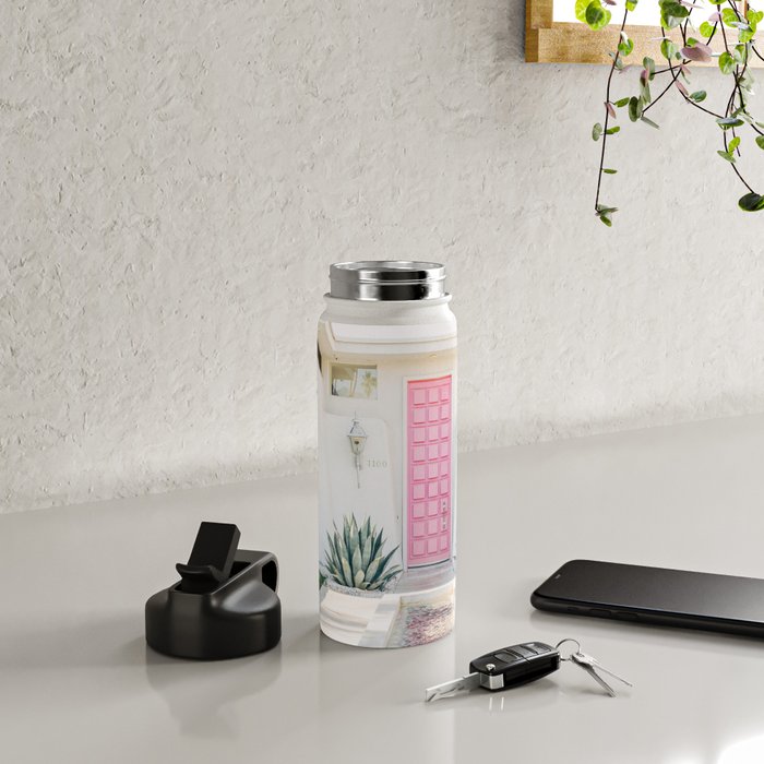 Pink Door in Palm Springs California Photo - Mid Century Modern Architecture Water Bottle Gallery Image 4