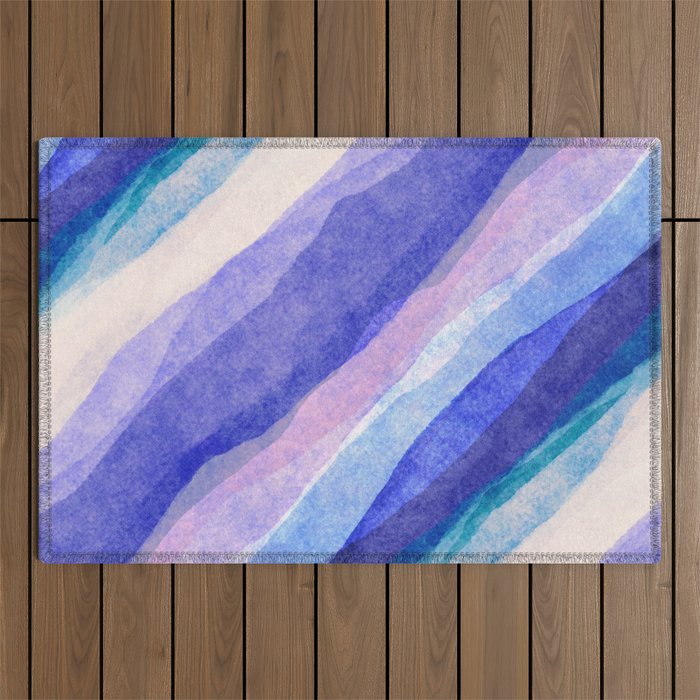 Ripples abstract diagonal stripe Outdoor Rug Gallery Image 1