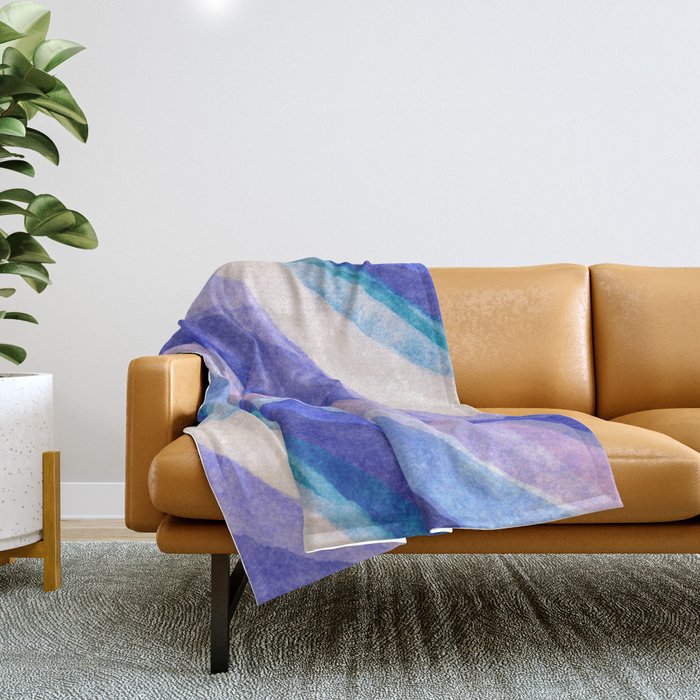 Ripples abstract diagonal stripe Throw Blanket Gallery Image 1