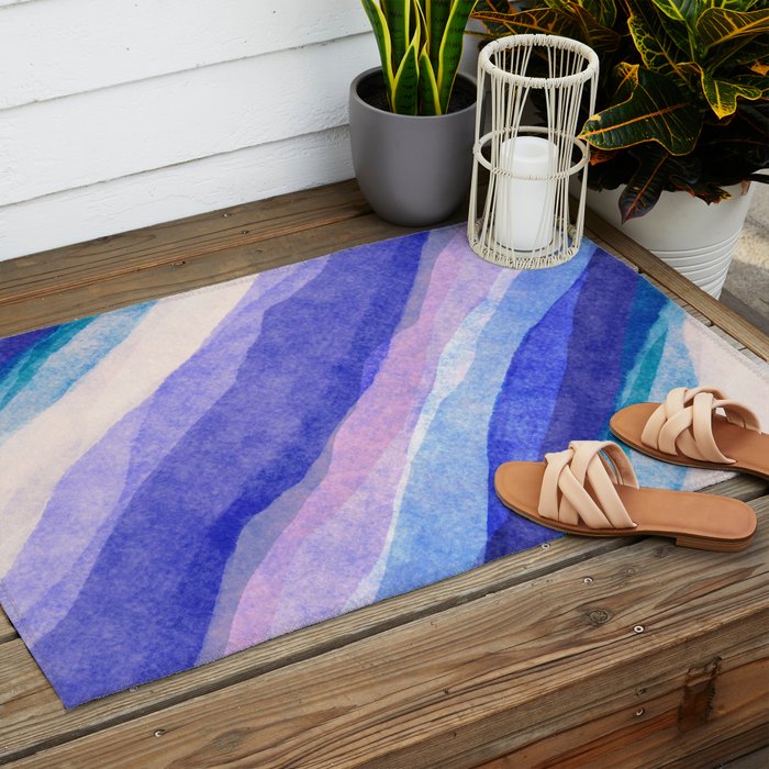 Ripples abstract diagonal stripe Outdoor Rug Gallery Image 2