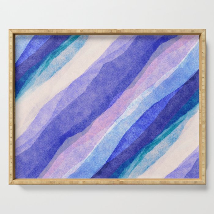 Ripples abstract diagonal stripe Serving Tray Gallery Image 1