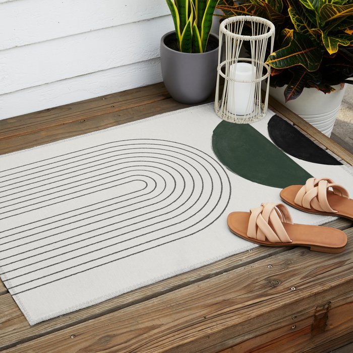 Green and Black Composition Outdoor Rug Gallery Image 2