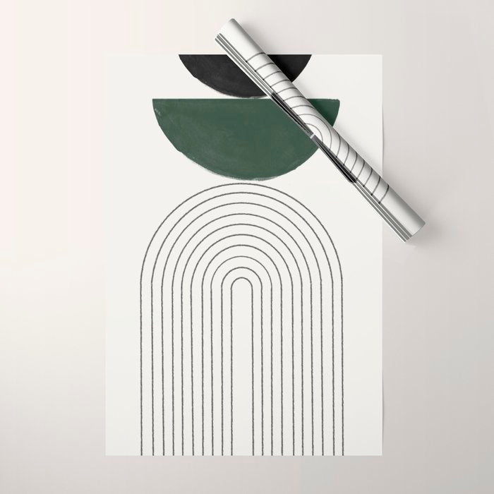 Green and Black Composition Wrapping Paper Gallery Image 1