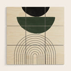 Green and Black Composition Wood Wall Art Gallery Image 1