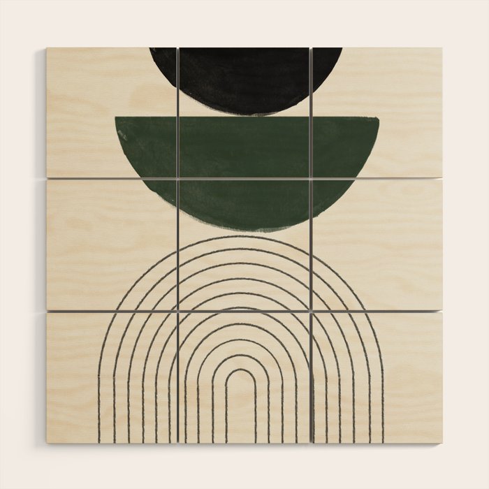 Green and Black Composition Wood Wall Art Gallery Image 1