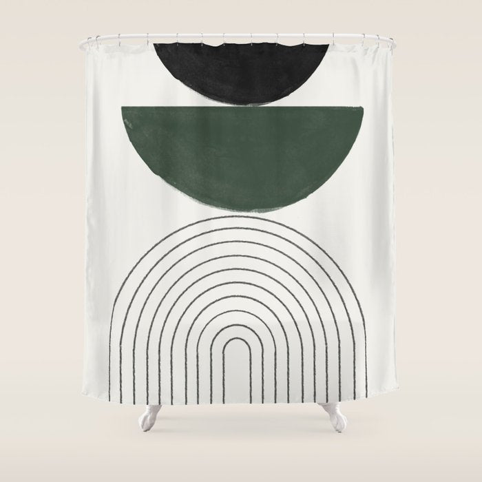 Green and Black Composition Shower Curtain Gallery Image 1