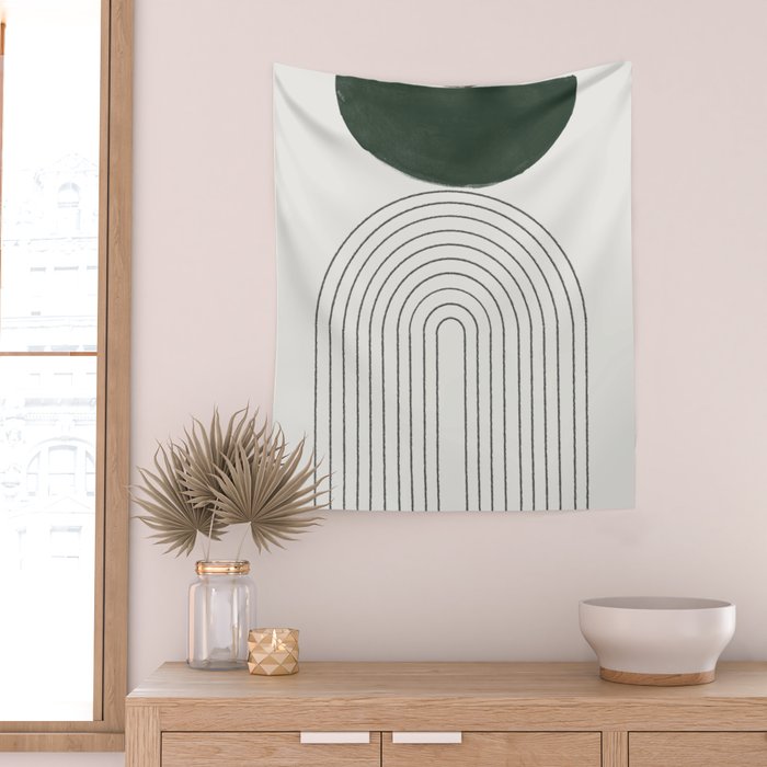 Green and Black Composition Wall Tapestry Gallery Image 2