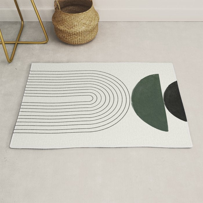 Green and Black Composition Rug Gallery Image 1