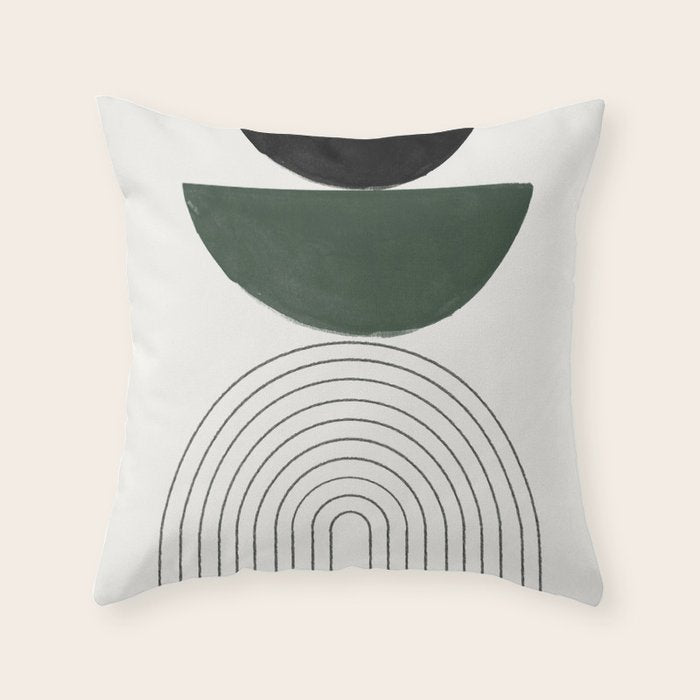 Green and Black Composition Throw Pillow Gallery Image 1
