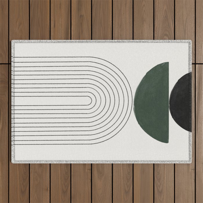 Green and Black Composition Outdoor Rug Gallery Image 1