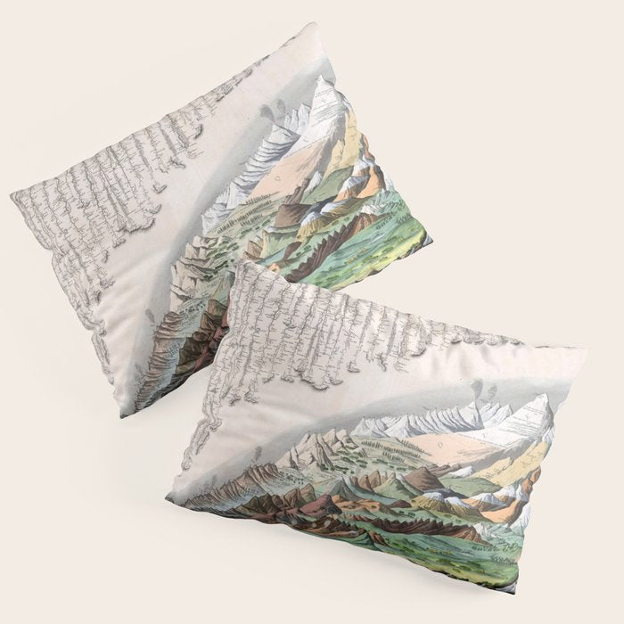 Rivers and Mountains of the World (1829) Pillow Sham Gallery Image 1