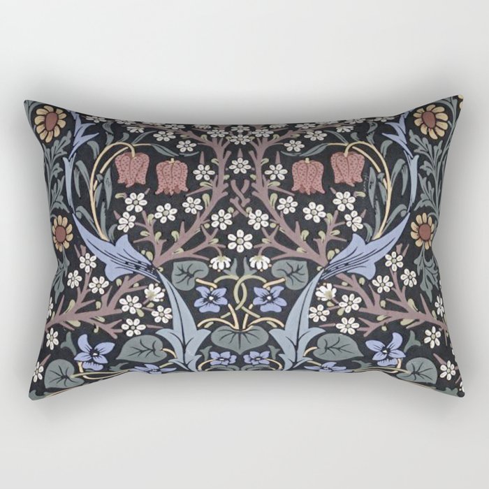 William Morris Vintage Blackthorn Dark Blue 1892 Rectangular Pillow Gallery Image 2