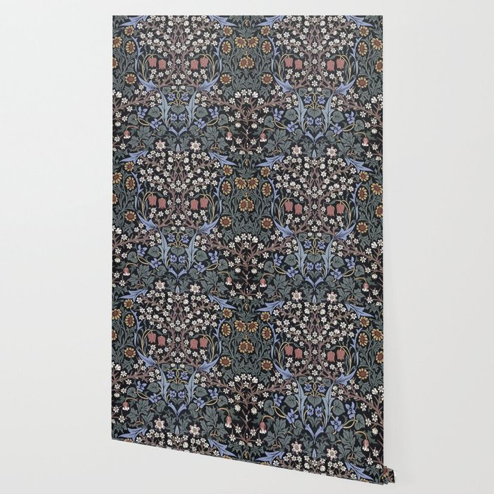 William Morris Vintage Blackthorn Dark Blue 1892 Wallpaper Gallery Image 2