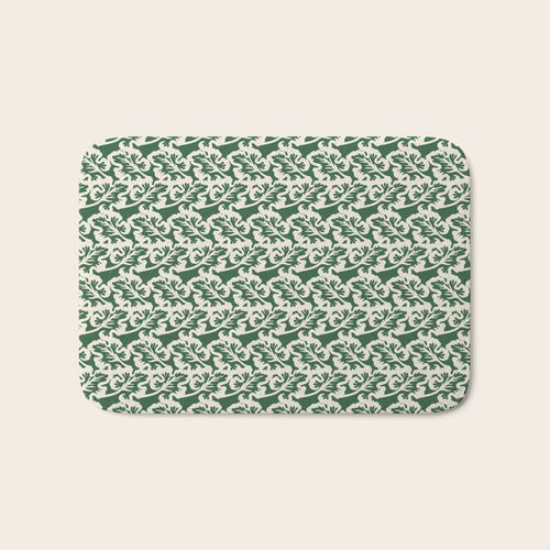 Green Leaf Motif Bath Mat Gallery Image 1