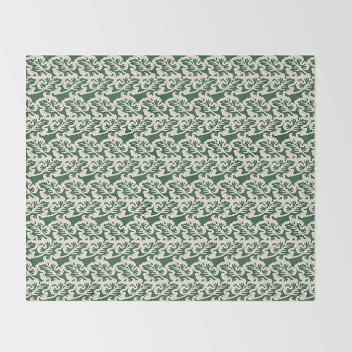 Green Leaf Motif Throw Blanket Gallery Image 2