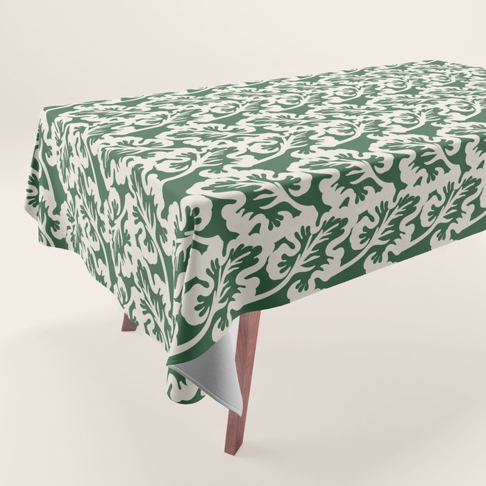 Green Leaf Motif Tablecloth Gallery Image 1