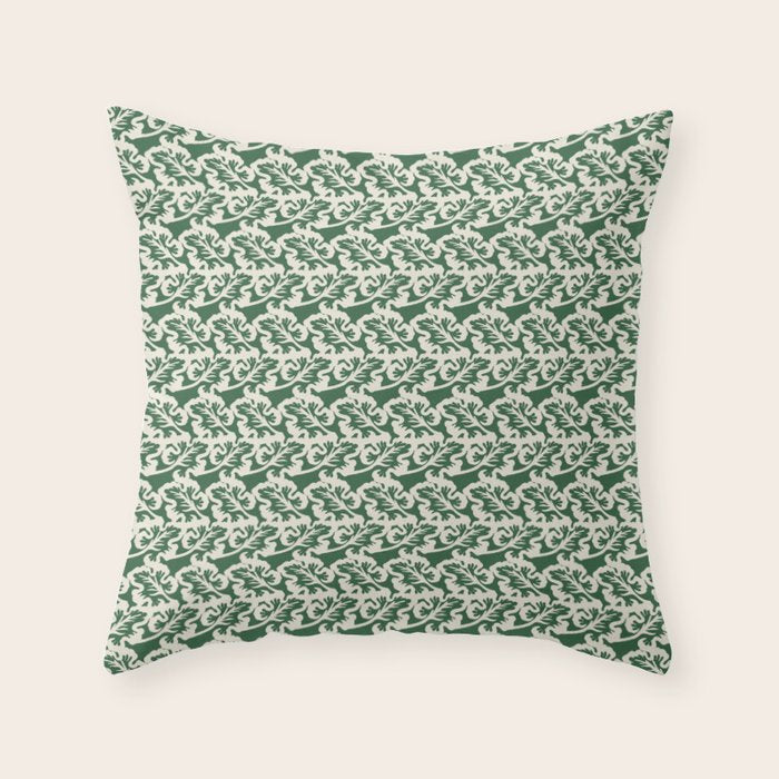 Green Leaf Motif Throw Pillow Gallery Image 1