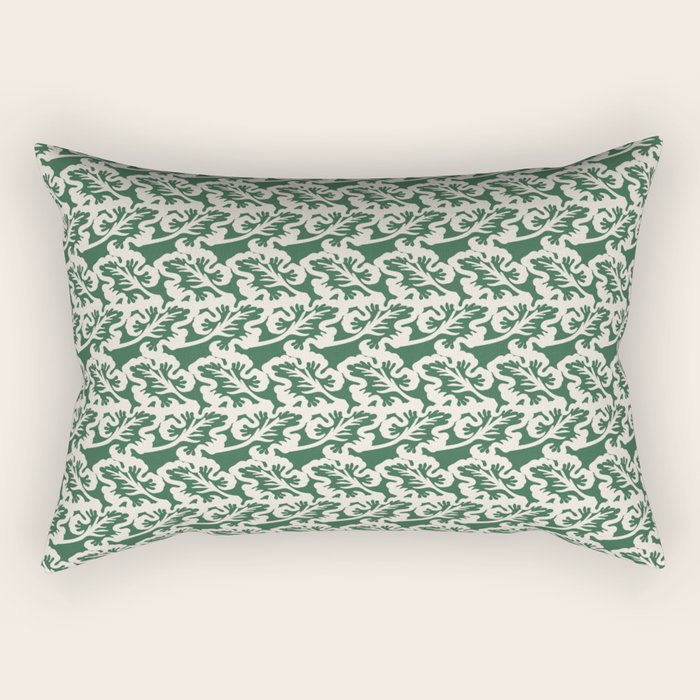 Green Leaf Motif Rectangular Pillow Gallery Image 1