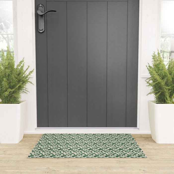 Green Leaf Motif Welcome Mat Gallery Image 3