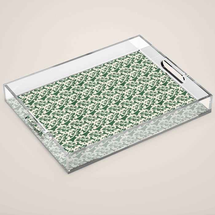 Green Leaf Motif Acrylic Tray Gallery Image 1