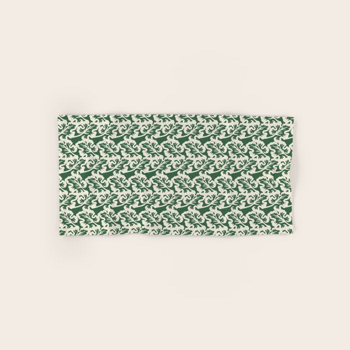 Green Leaf Motif Bath Towel Gallery Image 1