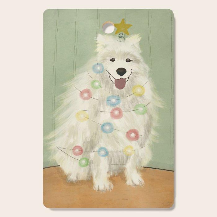 Lit up Holiday Samoyed Cutting Board Gallery Image 1
