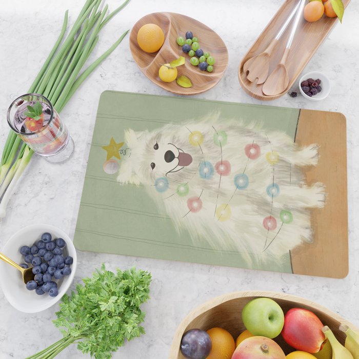 Lit up Holiday Samoyed Cutting Board Gallery Image 2
