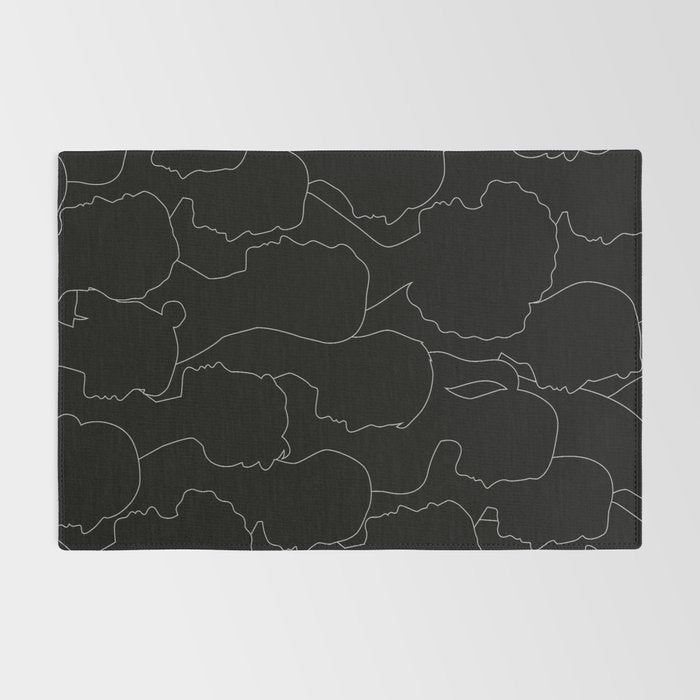 Black and white diverse people crowd pattern Rug Gallery Image 2