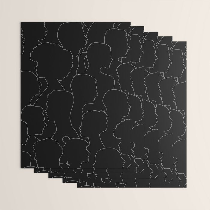 Black and white diverse people crowd pattern Wrapping Paper Gallery Image 3