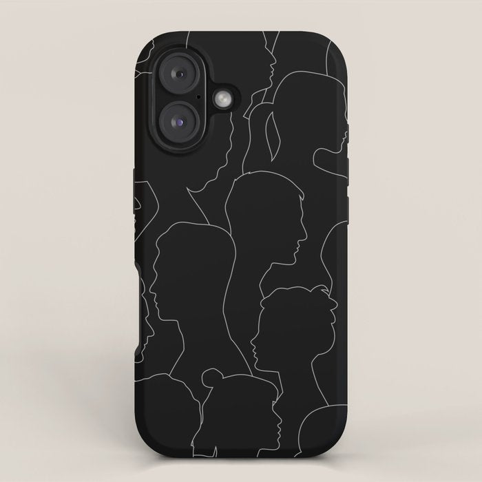 Black and white diverse people crowd pattern iPhone Case Gallery Image 1