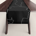 Black and white diverse people crowd pattern Table Runner Gallery Image 1