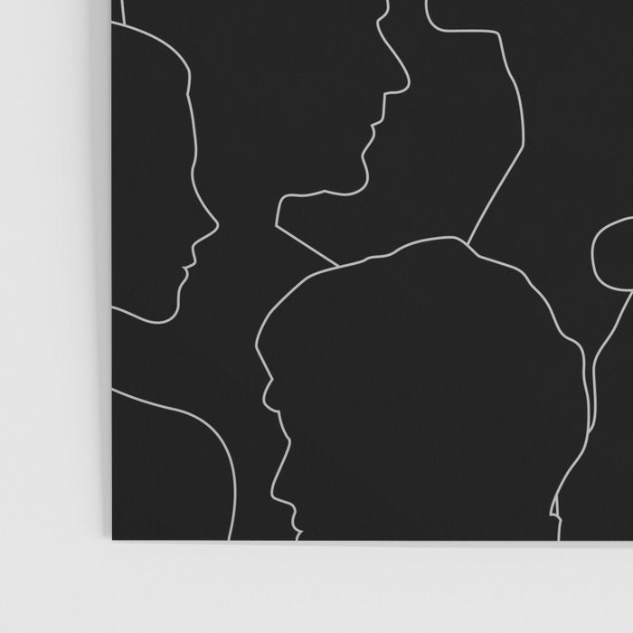 Black and white diverse people crowd pattern Poster Gallery Image 3