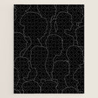 Black and white diverse people crowd pattern Jigsaw Puzzle Gallery Image 1