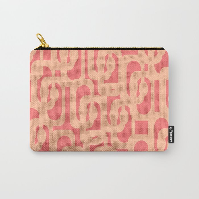 Peach Pink Mid Century Modern Loop Pattern Carry All Pouch Gallery Image 1