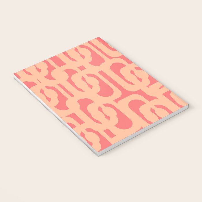 Peach Pink Mid Century Modern Loop Pattern Notebook Gallery Image 3