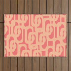 Peach Pink Mid Century Modern Loop Pattern Outdoor Rug Gallery Image 1