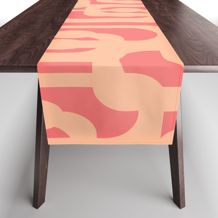 Peach Pink Mid Century Modern Loop Pattern Table Runner Gallery Image 1