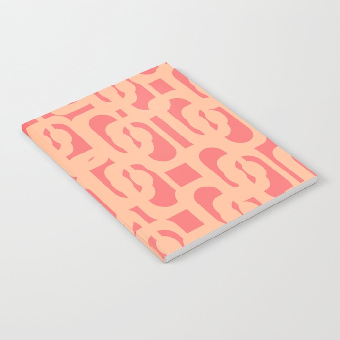 Peach Pink Mid Century Modern Loop Pattern Notebook Gallery Image 1