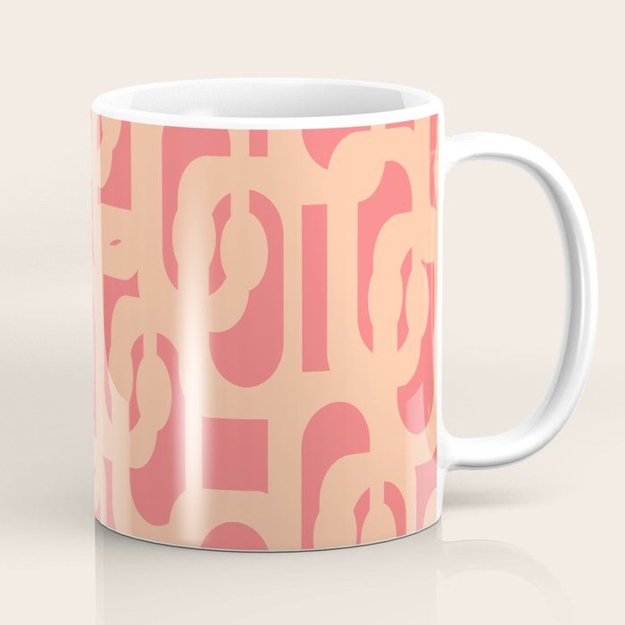 Peach Pink Mid Century Modern Loop Pattern Coffee Mug Gallery Image 1