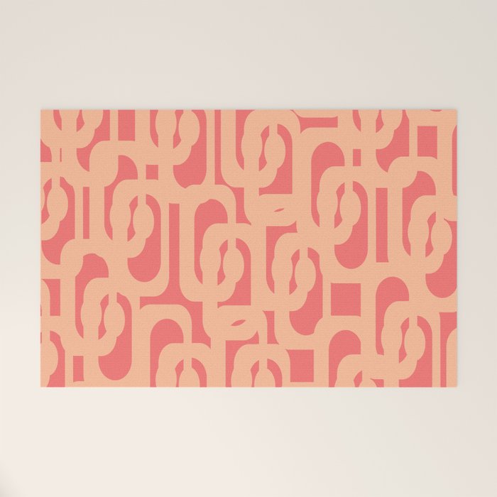 Peach Pink Mid Century Modern Loop Pattern Welcome Mat Gallery Image 1