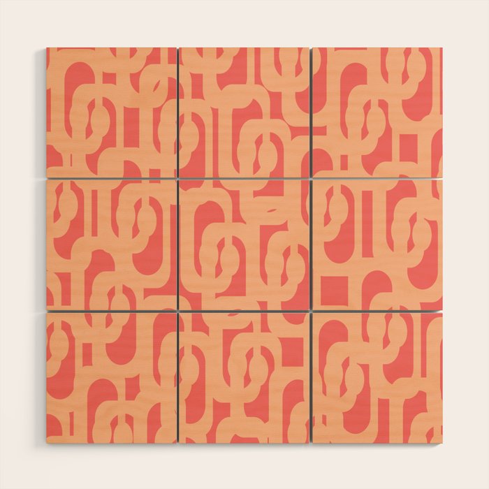 Peach Pink Mid Century Modern Loop Pattern Wood Wall Art Gallery Image 1