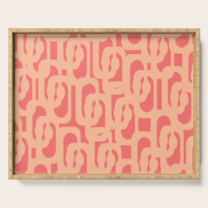 Peach Pink Mid Century Modern Loop Pattern Serving Tray Gallery Image 1