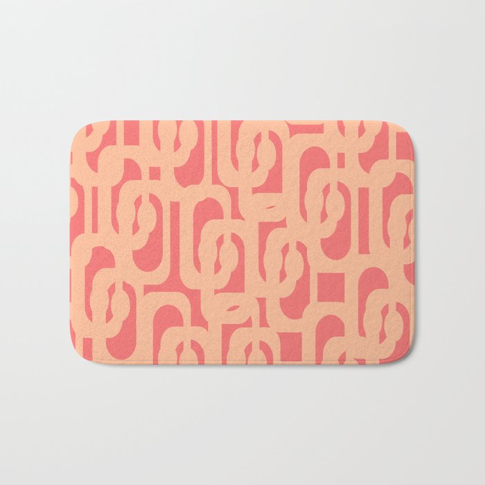 Peach Pink Mid Century Modern Loop Pattern Bath Mat Gallery Image 1