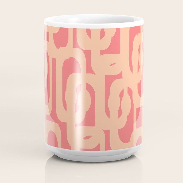 Peach Pink Mid Century Modern Loop Pattern Coffee Mug Gallery Image 4
