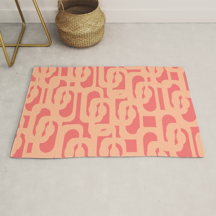 Peach Pink Mid Century Modern Loop Pattern Rug Gallery Image 1