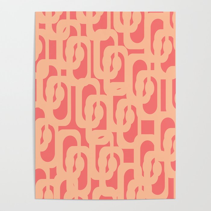 Peach Pink Mid Century Modern Loop Pattern Poster Gallery Image 1