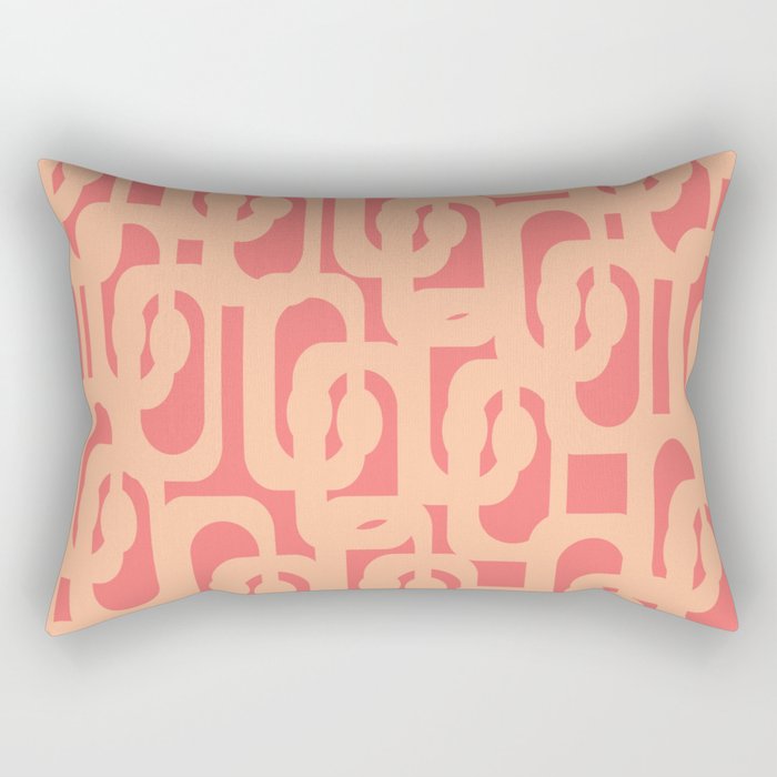 Peach Pink Mid Century Modern Loop Pattern Rectangular Pillow Gallery Image 1