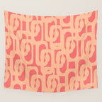 Peach Pink Mid Century Modern Loop Pattern Wall Tapestry Gallery Image 4
